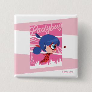 Chibi Ladybug in Paris 15 Cm Square Badge