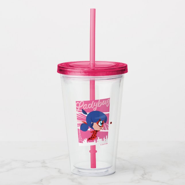 Chibi Ladybug in Paris Acrylic Tumbler (Front)