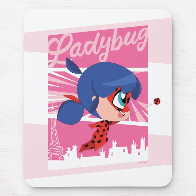 Chibi Ladybug in Paris Mouse Mat (Front)