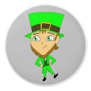 chibi   leprechaun  ceramic knob
