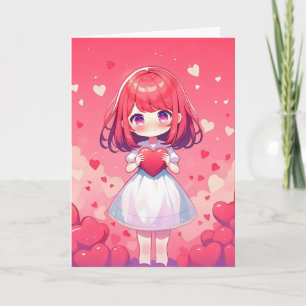 Chibi Love Anime Girl Holiday Card