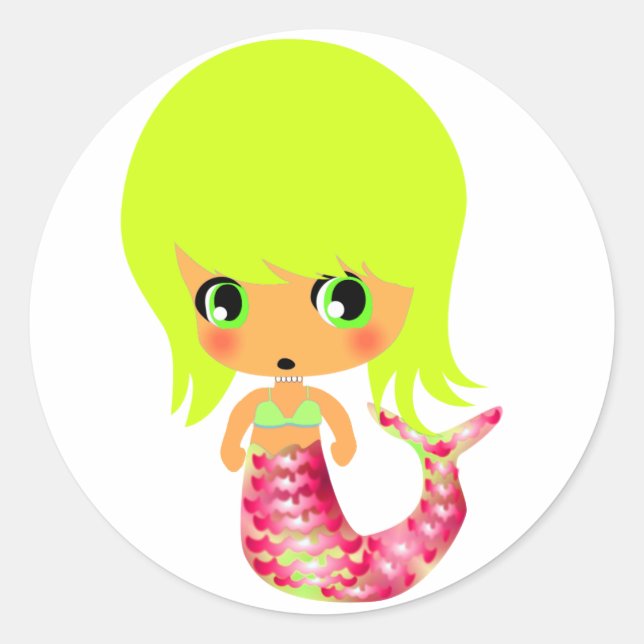 chibi magical mermaid 3 classic round sticker (Front)