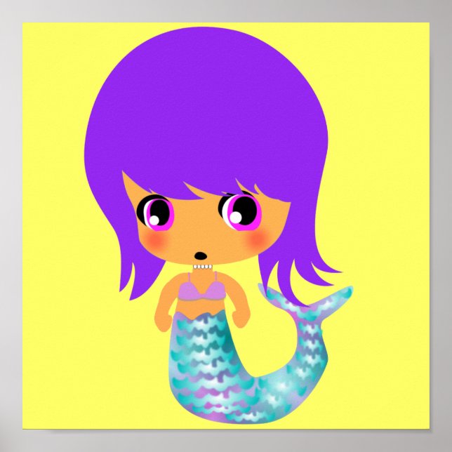 chibi magical mermaid purple hair poster (Front)