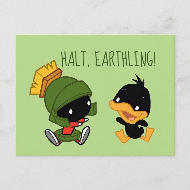 Chibi MARVIN THE MARTIAN™ & DAFFY DUCK™ Postcard (Front)