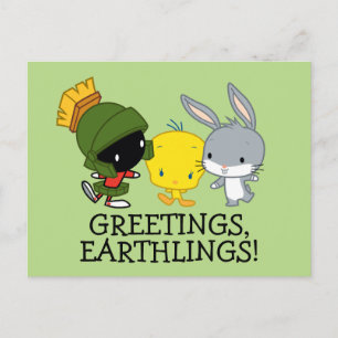 Chibi MARVIN THE MARTIAN™, TWEETY™, & BUGS BUNNY™ Postcard