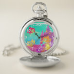 Chibi Mermaids pocket watch<br><div class="desc">Perfect for your little mermaid!
Two tiny mermaids with a purple sandcastle swimming in a fishbowl.
Visit Fun4UDesigns for matching Chibi Mermaids party supplies!</div>