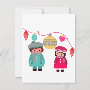 Chibi Merry Christmas flat holiday card
