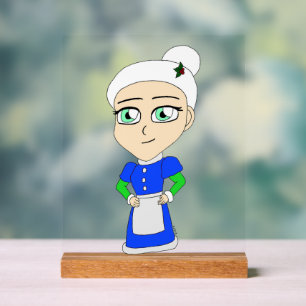 Chibi Mrs. Claus blue suit Acrylic Sign
