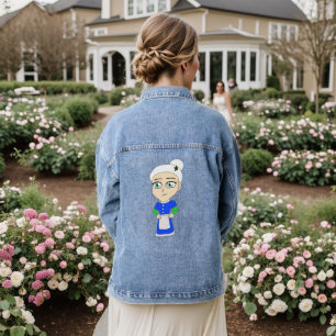 Chibi Mrs. Claus blue suit Denim Jacket