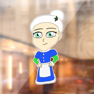 Chibi Mrs. Claus blue suit Window Cling