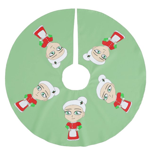 chibi mrs. claus  brushed polyester tree skirt (Front)