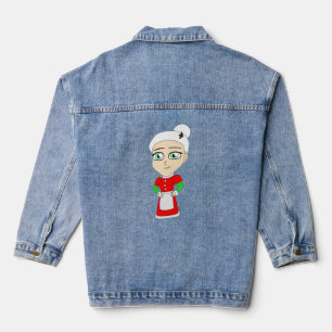 chibi mrs. claus button denim jacket
