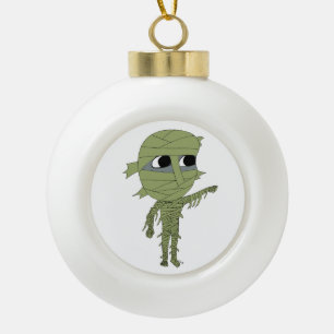 chibi mummy ceramic ball christmas ornament