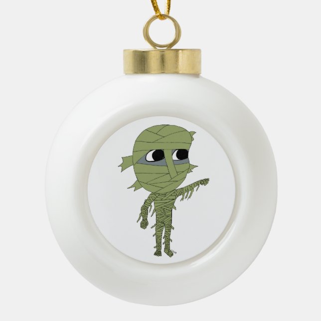 chibi mummy    ceramic ball christmas ornament (Front)