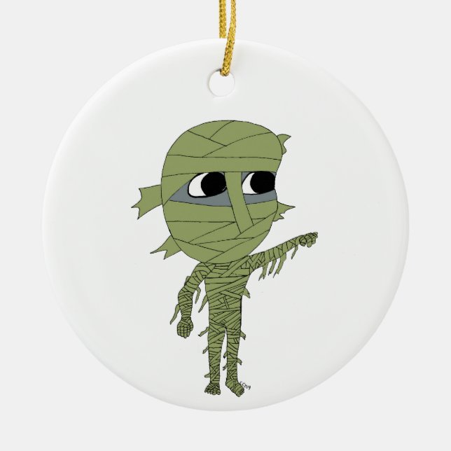 chibi mummy   ceramic tree decoration (Front)