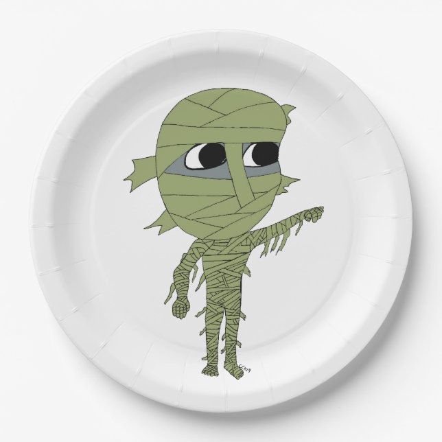chibi mummy   paper plate (Front)