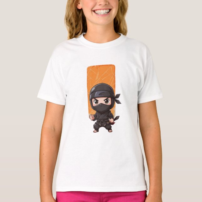 Chibi Ninja Vector Illustration T-Shirt (Front)
