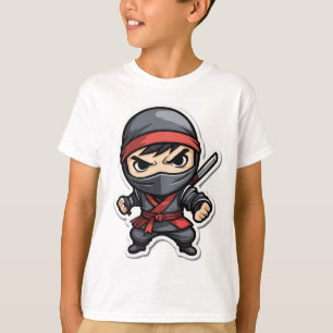 Chibi Ninja Warrior Cartoon - Fierce Martial Arts T-Shirt