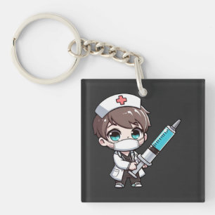 Chibi Nurse Cartoon - healthcare, chibi, nurse Key Ring
