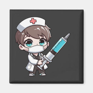 Chibi Nurse Cartoon - healthcare, chibi, nurse Magnet
