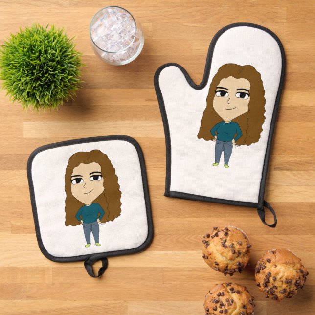 chibi   oven mitt & pot holder set (Top Down)