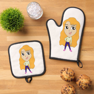 chibi oven mitt & pot holder set