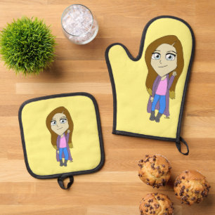 Chibi oven mitt & pot holder set