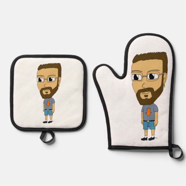 chibi      oven mitt & pot holder set (Front)