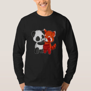 Chibi Panda Bear Hugs Red Panda Cute Kids T-Shirt