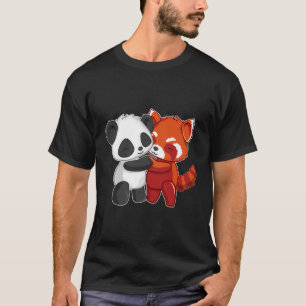 Chibi Panda Bear Hugs Red Panda Cute Kids T-Shirt
