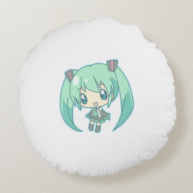 chibi Poster High School print Round Cushion (Back)