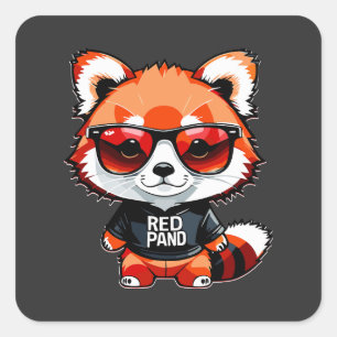 Chibi Red Panda Cub Square Sticker