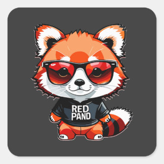 Chibi Red Panda Cub Square Sticker