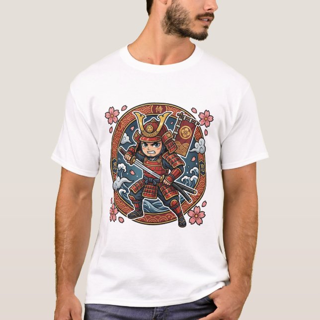 Chibi Samurai Warrior Way of the Samurai Kanji   T-Shirt (Front)