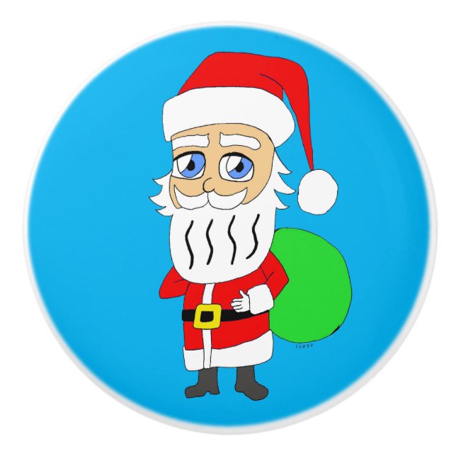 Chibi Santa Claus     Ceramic Knob (Front)