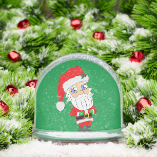 chibi santa claus  ceramic ornament snowglobe