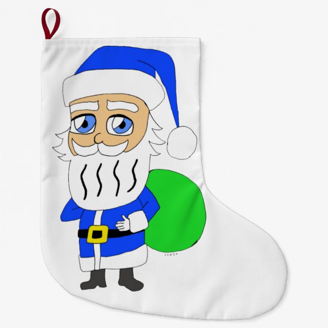 chibi Santa Claus     Large Christmas Stocking (Front)