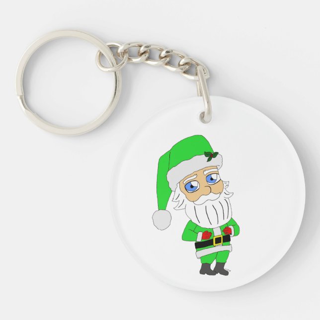 Chibi Santa green suit Key Ring (Front)