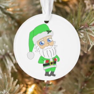 Chibi Santa green suit Ornament