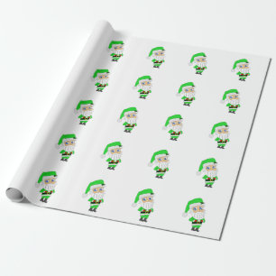 Chibi Santa green suit Wrapping Paper