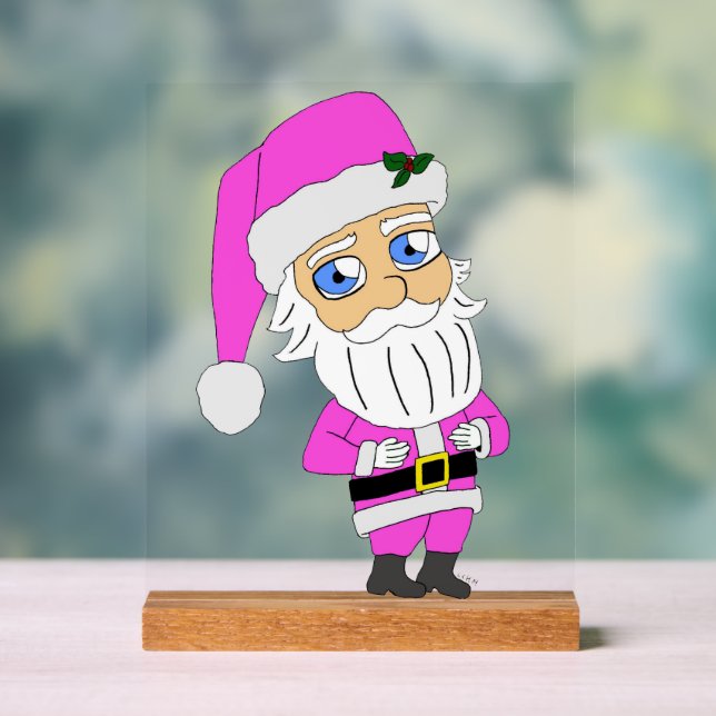 Chibi Santa pink suit Acrylic Sign (Neutral)