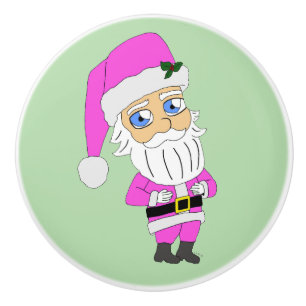 Chibi Santa pink suit Ceramic Knob