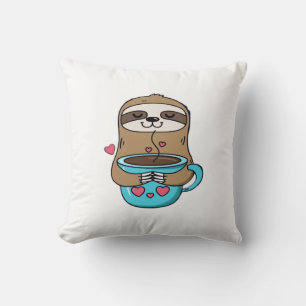 Chibi Sloth Coffee Lover � Cute Kawaii Sloth Huggi Cushion