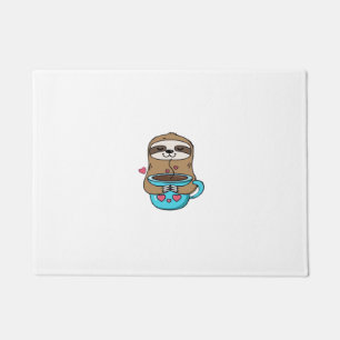 Chibi Sloth Coffee Lover � Cute Kawaii Sloth Huggi Doormat