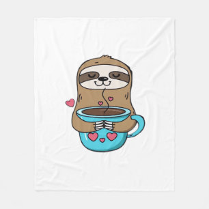 Chibi Sloth Coffee Lover � Cute Kawaii Sloth Huggi Fleece Blanket