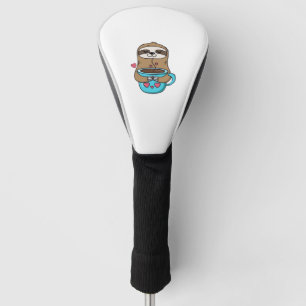 Chibi Sloth Coffee Lover � Cute Kawaii Sloth Huggi Golf Head Cover