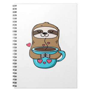 Chibi Sloth Coffee Lover � Cute Kawaii Sloth Huggi Notebook