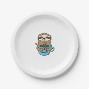 Chibi Sloth Coffee Lover – Cute Kawaii Sloth Huggi Paper Plate