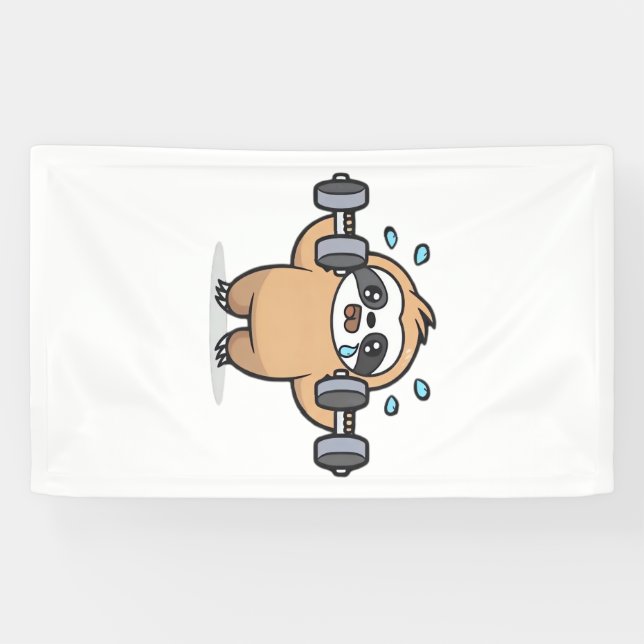 Chibi Sloth Gym Fail � Cute Kawaii Funny Workout A Banner (Horizontal)