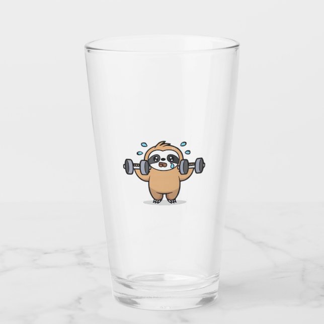 Chibi Sloth Gym Fail � Cute Kawaii Funny Workout A Glass (Front)
